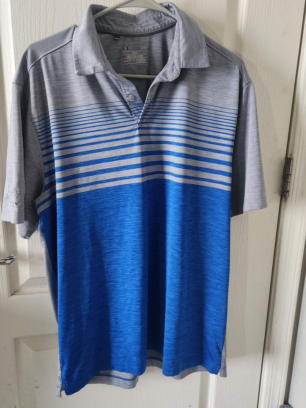 Under Armour Men's Blue and Gray Striped Polo Shirt
